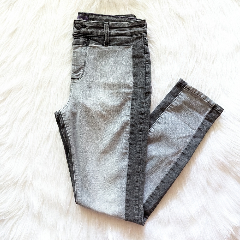 NYDJ Black and Gray Color block high rise denim skinny jeans size 12